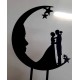 Cake Topper mire si mireasa imbratisati pe Luna din lemn MDF cca 30x19cm